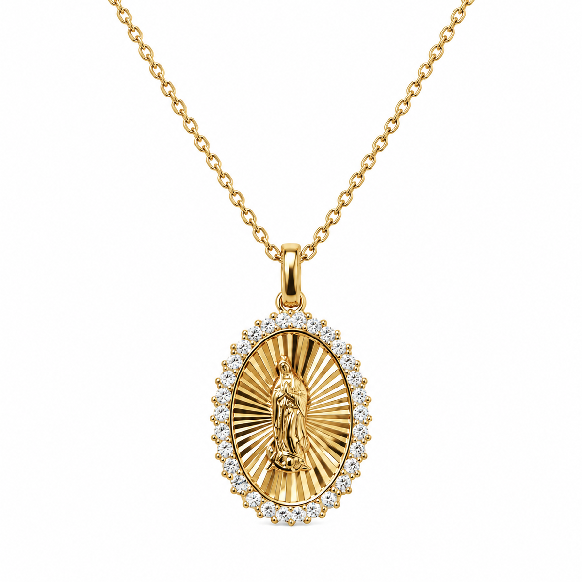 Virgin Guadalupe Necklace Sterling Silver 925 -20mm - 18”