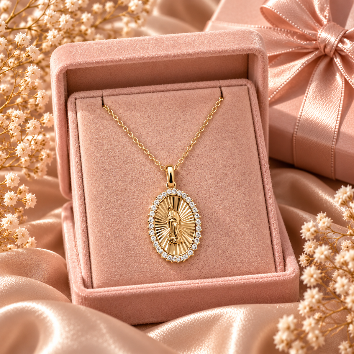 Virgin Guadalupe Necklace Sterling Silver 925 -20mm - 18”