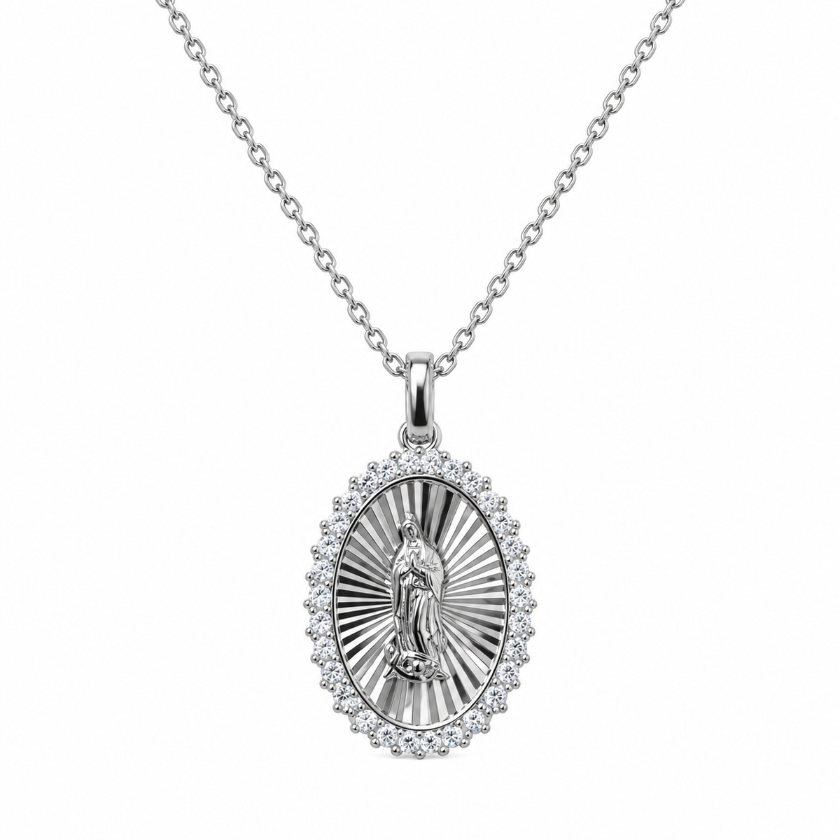 Virgin Guadalupe Necklace Sterling Silver 925 -20mm - 18”