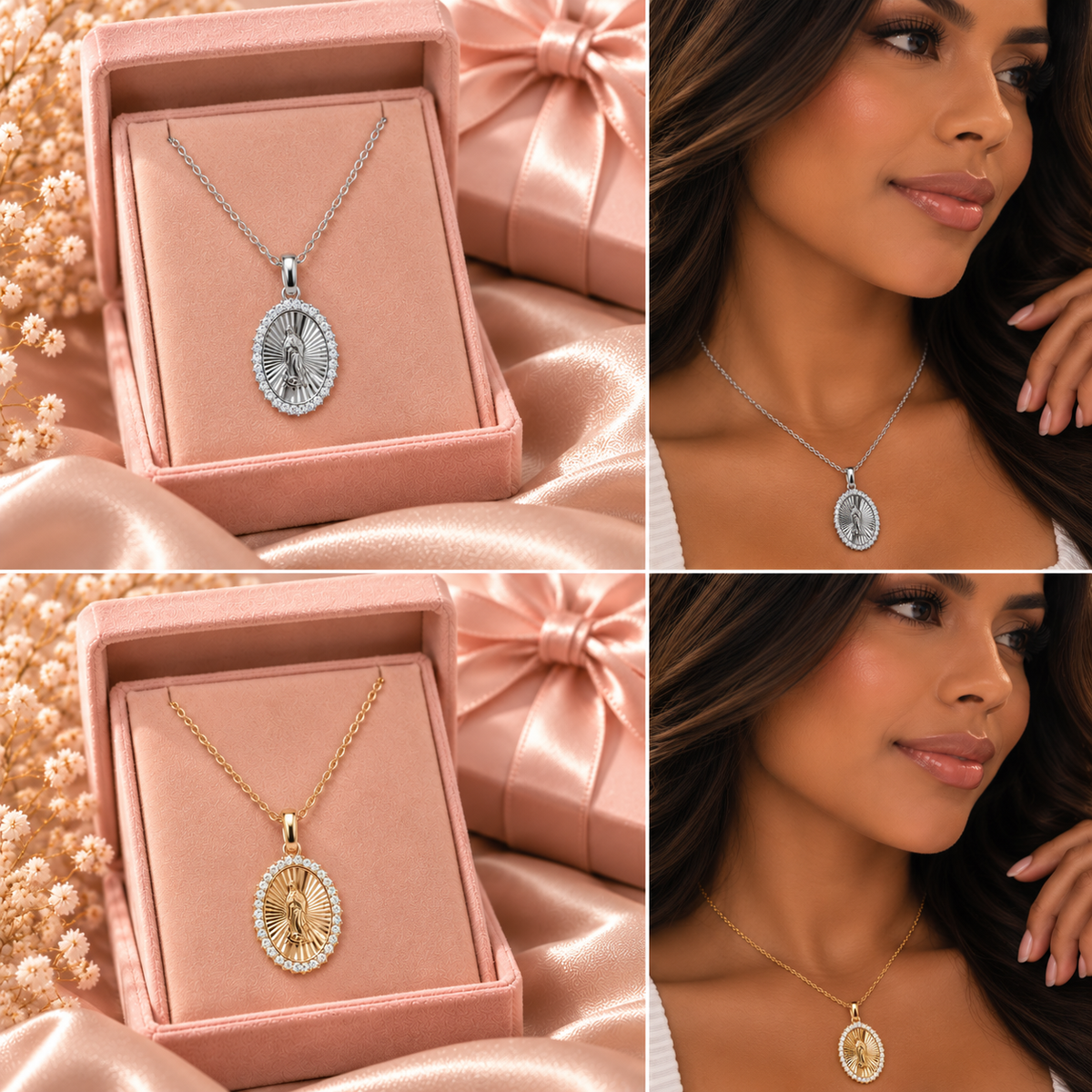 Virgin Guadalupe Necklace Sterling Silver 925 -20mm - 18”