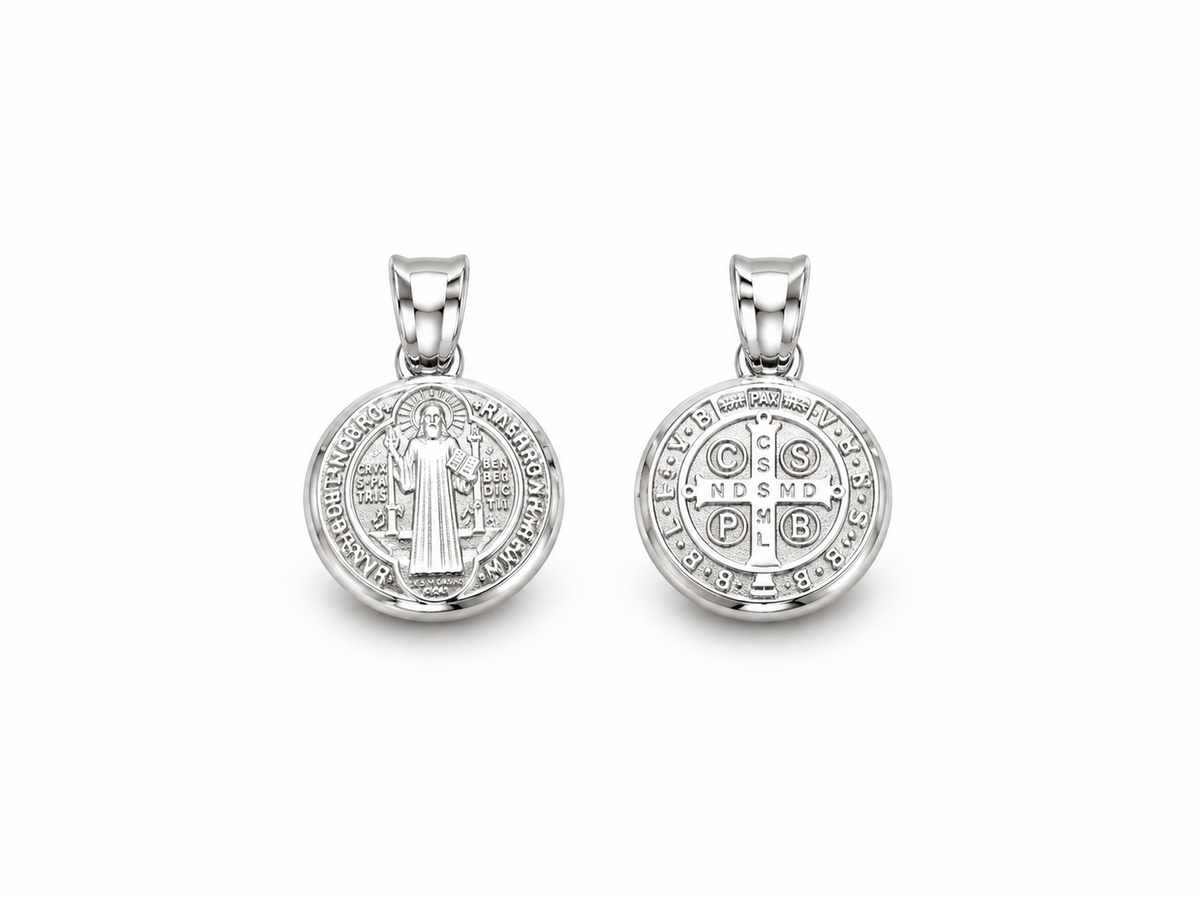 Saint Benedict Small Pendant - Sterling Silver 925-19mm