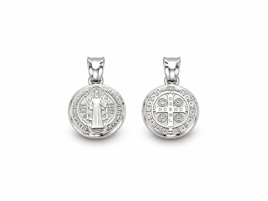 Saint Benedict Small Pendant - Sterling Silver 925-19mm