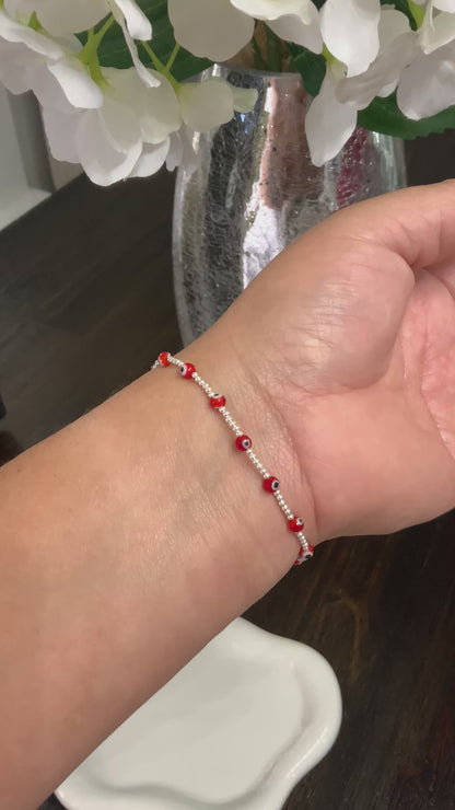 Evil Eye Bracelet Adjustable Sterling Silver 925